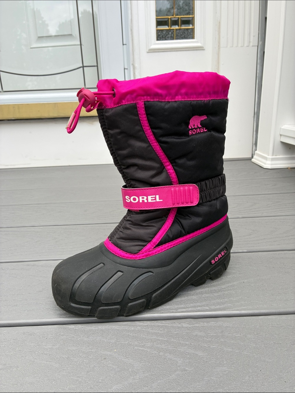 SOREL Kids' Flurry Waterproof Snow Boot Black & Hot Pink Size 3